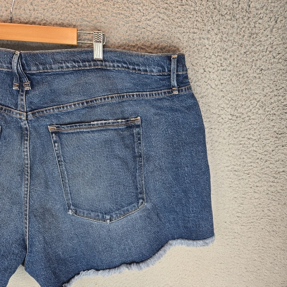 NWOT Good American Good '90s Blue 645 Raw Step Hem Denim Shorts $129 Plus Sz 24